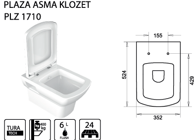 TURAVİT PLAZA ASMA KLOZET YANDAN MONTAJ KOD: PLZ 1710